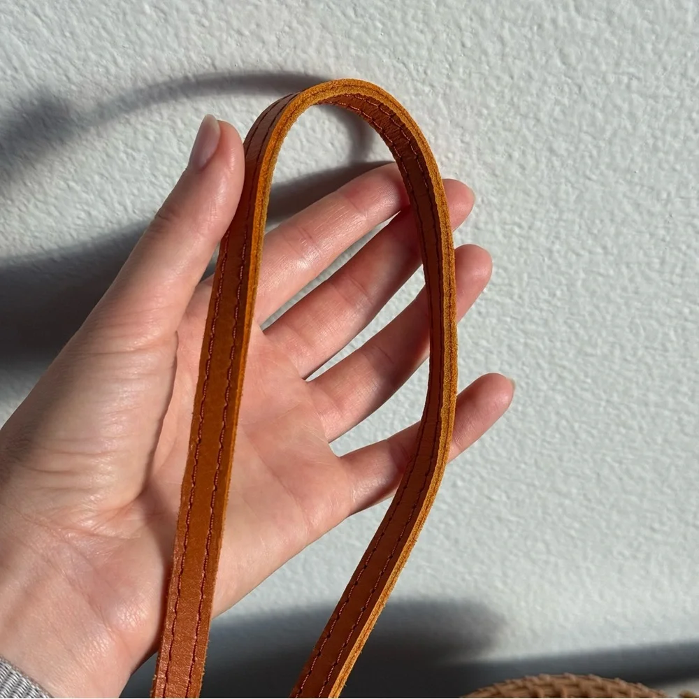 Handwoven Rattan Circle Bag Boho Crossbody Wicker Bali Summer Purse